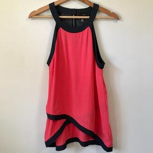 AQUA Pink & Blue High Neck Sleeveless Blouse, L